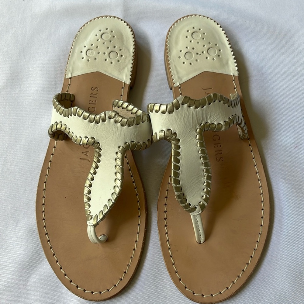 Jack Rogers Sandals. Size 8. Excellent condition. White with gold/pewter trim.